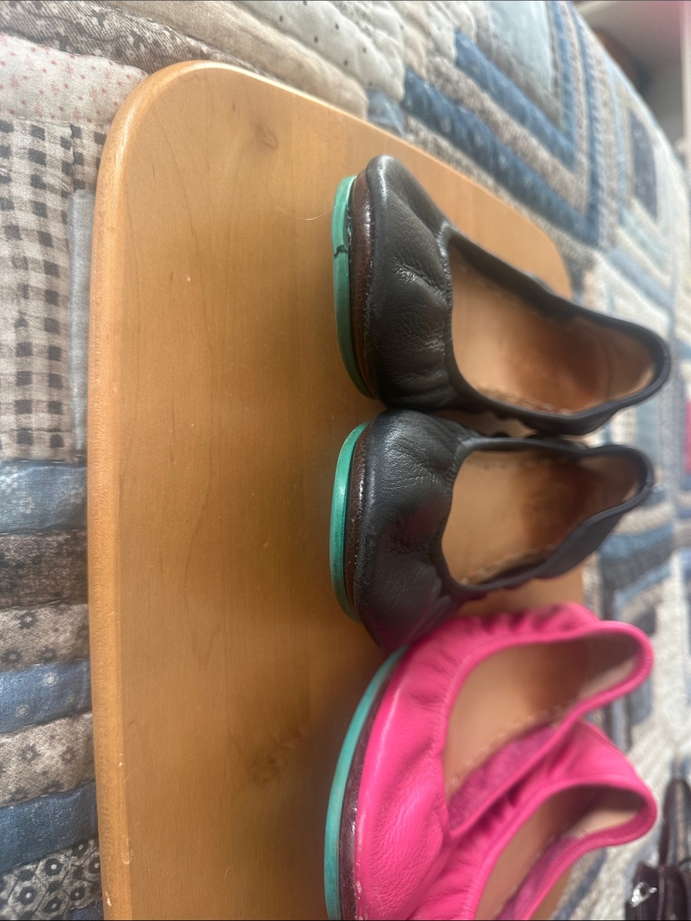 Tieks Leather Ballet Flats in Black and Hot Pink - Picture 3 of 6